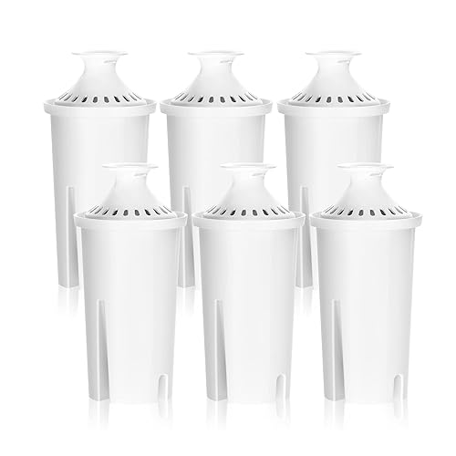 Overbest NSF Certified Pitcher Water Filter, Replacement for Brita® Pitchers and Dispensers, Brita® Classic 35557, OB03, Mavea® 107007, and More, Includes 6 Filters - 6 Count