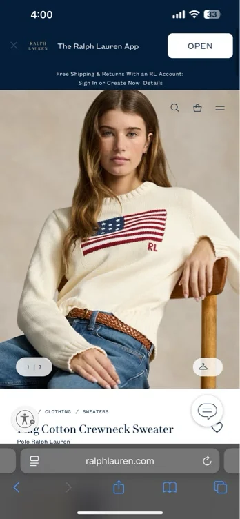 Ralph Lauren white American flag sweater