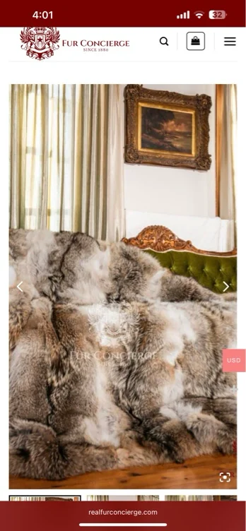 Real Coyote fur blanket  