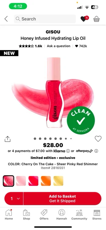 Honey Infused Hydrating Lip Oil - Gisou | Sephora