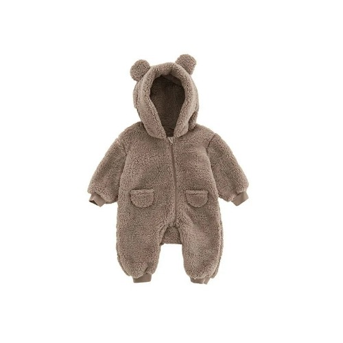 Baby Warm Fleece Animal Romper | BEIGE / 0-3 months