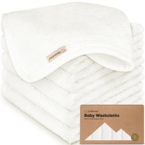 6-Pack Organic Baby Washcloths - Soft Bamboo Washcloth, Baby Wash Cloths, Baby Wash Cloth for Newborn, Kids, Baby Towels, Baby Bath Essentials, Face Towel, Face Cloths for Washing Face (White) - White