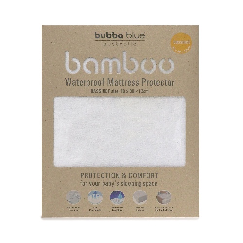Bubba Blue Bamboo Mattress Bassinet Protector, White