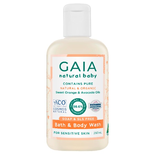 GAIA Natural Baby Bath & Body Wash | Certified Natural | Ideal for Newborns | Sensitive Skin formula | organic Avocado Oil | organic Chamomile | Soap Free | Perfume Free | Australian Made - 250mL - 250 ml (Pack of 1) $9.78 ($3.91 / 100 ml)