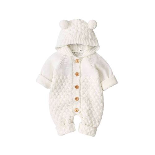Baby Bear Knit Onesie - White | White / 3-6 Months