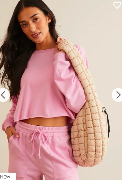 Burnout Fleece Cropped Sweatshirt in Pink | AS Revival     