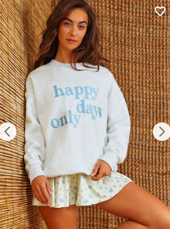 Happy Days Only Graphic Sweatshirt in Grey/Blue | AS Revival     
