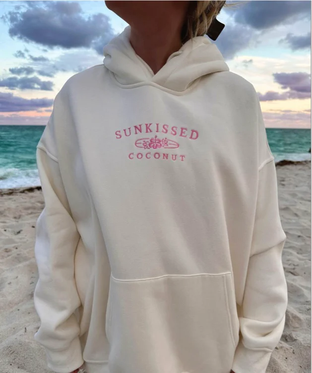 SunKissed Coconut hoodie, light pink and white combo