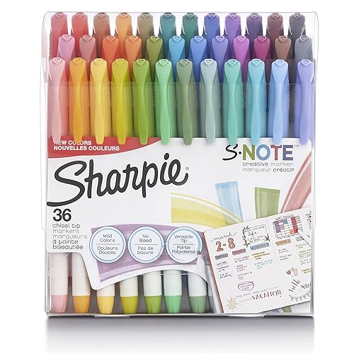 SHARPIE S-Note Creative Markers, Pastel Highlighters, Art Marker Set, Assorted Colors, Chisel Tip, 36 Count - 36 Count - Markers