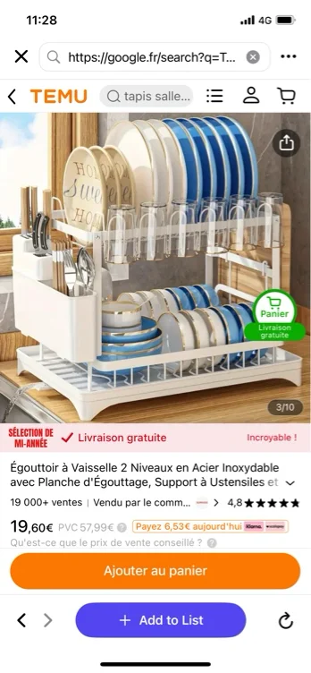 étagère séchage vaisselle inoxydable 2 étages planche - Temu France