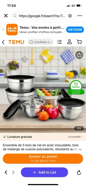 ensemble 5   nid en acier inoxydable     cuisine - Temu France