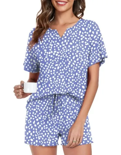 Ladies Short Sleeve Lounge Sleepwear with Pockets PJ Set