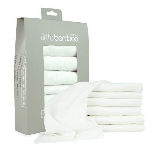 Little Bamboo Muslin Wash Cloth Natural 6 Pack. | Face Washers | Baby Bunting AU
