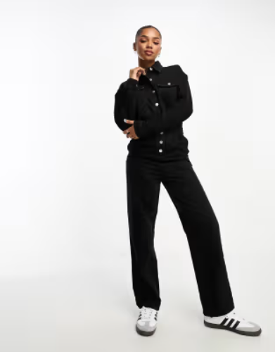 Miss Selfridge denim boiler suit in black wash | ASOS
