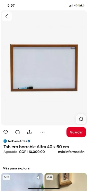 Tablero borrable mediano 