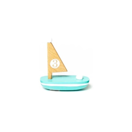 Teal/White #3 Wooden Sailboat Bath Toy | Default Title