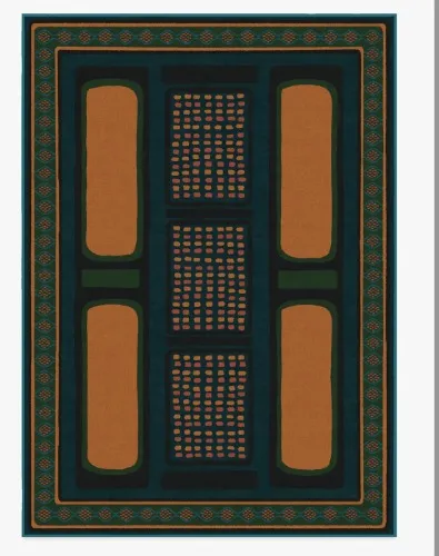 Architectural Digest Nerissa Teal & Gold Tufted Rug | Ruggable