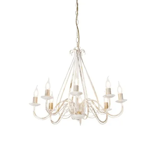 Giuseppe - Antique cream chandelier without lampshades 8 lights