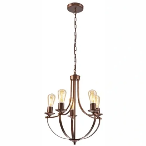Lampadario a sospensione con catena GINA 5xE27/60W/230V marrone