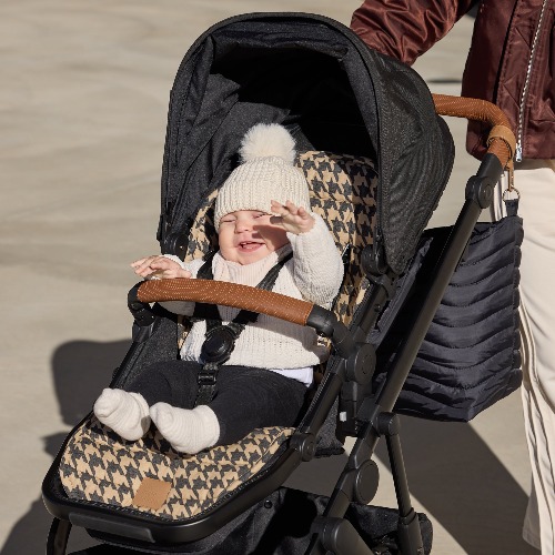 Black Houndstooth Universal Linen Pram Liner | Default Title