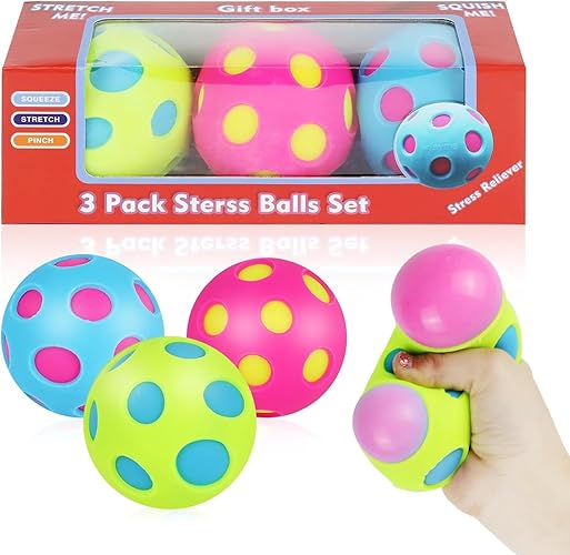 Stress Balls for Adults and Kids,3Pack Color Changing Squishy Balls with Replaceable Cover,Autism and Squeeze Balls Toys, Calming Fidgets for Kids and Adults, Ideal for Classroom
