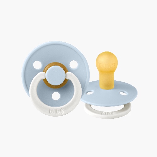 BIBS Colour Round S1 GLOW Dummy - Baby Blue 2 Pack | Soothers | Baby Bunting AU