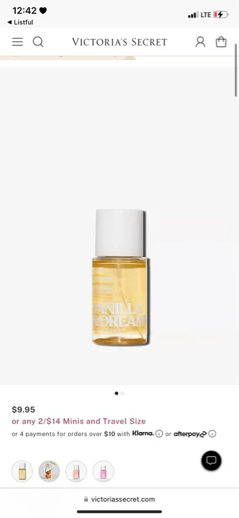 Buy Mini Vanilla & Dreamy Body Mist, Vanilla - Order Fragrances online - PINK US