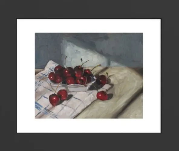 Cherries on a Tea Towel Art Print