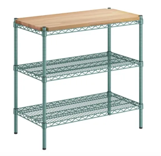 Regency 18" x 36" x 34" NSF Green Epoxy 3-Shelf Kit with Removable Wooden Shelf