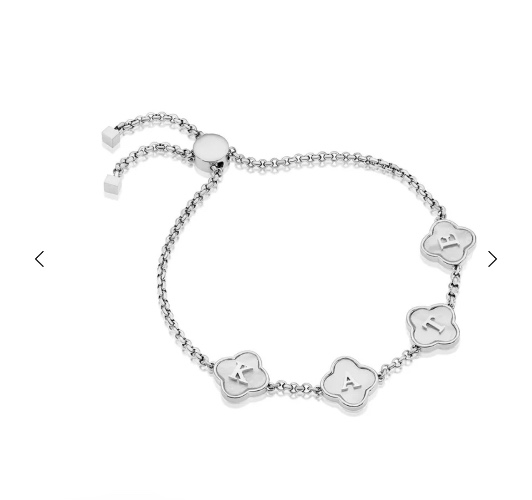 Clover Custom Name Bracelet (Gold) | 4 / Pearl