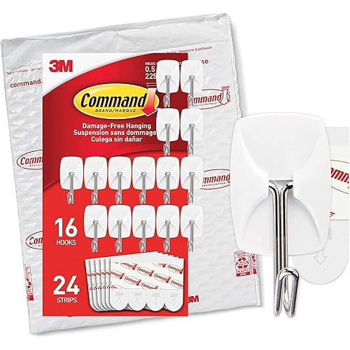 Command Small Wire Toggle Hooks, 16 Hooks and 24 Command Strips, Damage Free Hanging Wall Hooks with Adhesive Strips, No Tools Adhesive Hooks for Hanging, Organization and Storage, Holds up to 0.5 lb - 16 Hooks