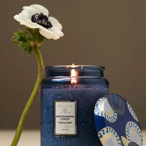 Voluspa Japonica Mediterranean Lemon Glass Jar Candle