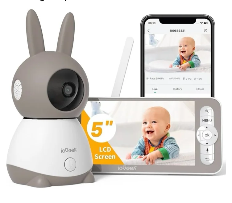 ieGeek 2K Baby Monitor with 5" HD LCD, WiFi Video Monitor with Camera and 2 Way Audio, PTZ Auto Tracking, Mobile APP and Wireless Monitor No WiFi Control, Cry Detection, Temperature : Amazon.com.au: Baby