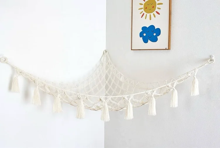 Mingtex Macrame Toy Hammock - for Stuffed Animals and Plush Toys, Soft Net Storage with Wooden Photo Clips, Soft Corner Hanging Netting, White Large : Amazon.com.au: Toys & Games