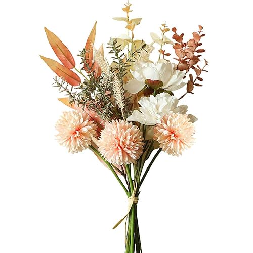 KIRIFLY Artificial Fake Flowers Plants Silk Flower Arrangements Wedding Bouquets Decorations Plastic Floral Table Centerpieces for Home Kitchen Garden Party Décor (Champagne) - Champagne