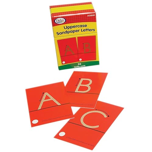 Didax Uppercase Sandpaper Letters - 28 Tactile Alphabet Cards for Grades Pre-K to 1st - Educational Letter Resources for Young Learners