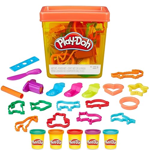Play-Doh Fun Tub Set, 19 Accessories & Reusable Storage Container, Preschool Toys, Kids Arts & Crafts, Ages 3+ (Amazon Exclusive) - Various - 5 Cans