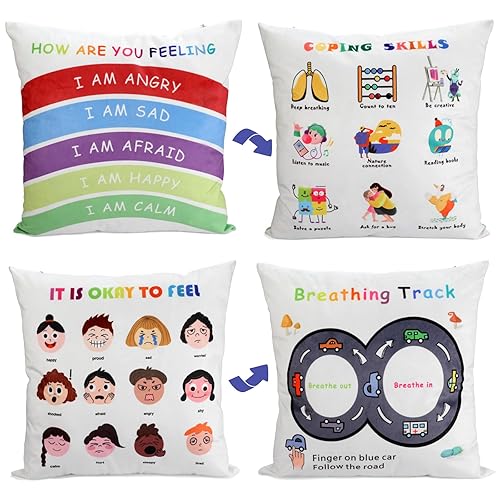 B BBPM Classroom Must Haves Throw Pillow Covers Set of 2 - Calming Corner School Counselor Office Mental Health Pillow Decor Calm Down Corner Items for Home Kids Dutch Velvet 18x18 Inch - Set of 2