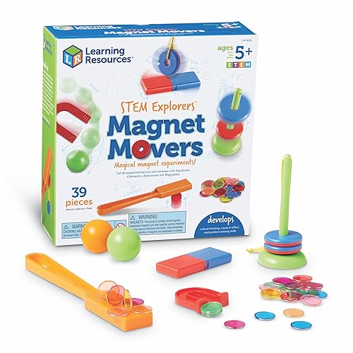 Learning Resources STEM Explorers -Ages 5+, Magnet Movers, Critical Thinking Skills, STEM Certified Toys, Magnets Kids,Magnet Set,Back to School Supplies,39 Pieces