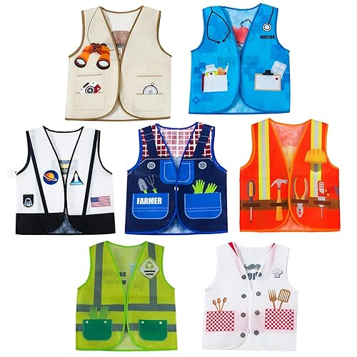 Tigerdoe Dress Up Clothes for Toddlers - 7 Pcs of Vest - Pretend Play School Set - Career Costumes - Role Play Costume
