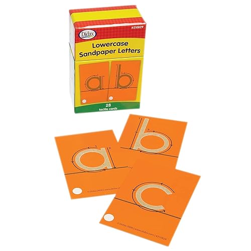 DDidax Lowercase Sandpaper Letters - 28 Tactile Alphabet Cards for Grades Pre-K to 1st - Educational Letter Resources for Young Learners - Cards