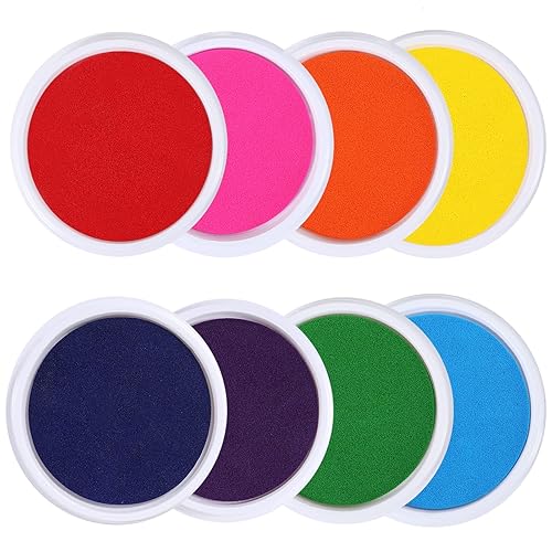 MoloTAR Craft Large Ink Pad Stamps Partner Diy Color,8 Colors Rainbow Finger Ink pad for kids (pack of 8) - 8 Colors Round