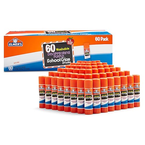 Elmer's Disappearing Purple School Glue Sticks, Washable, 7 Grams, 60 Count - Standard Stick - 60 Count