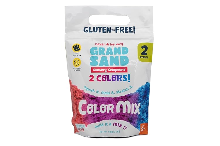 Chuckle & Roar - Grand Sand Color Mix - Tactile Construction Sand - Educational Fun for Preschoolers - Fidget Arts and Crafts for Toddlers - Never Dries - Ages 3 and Up
