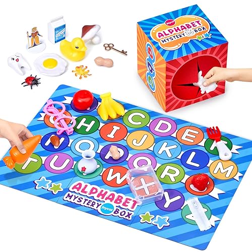 JoyCat Mystery Alphabet Box for Kids 26 PCS Letters Sorting Matching Game Activities Letter Sounds Fine Motor Learning Toys for Preschool Kindergarten Classroom - Easter Basket Stuffers Gifts - 26PCS