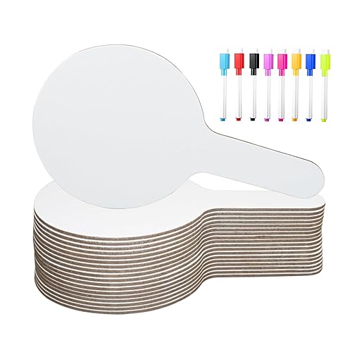 ZPOYOT 33Pcs Dry Erase Answer Paddles with Markers Thickened Handheld Double Sided Paddles Mini White Boards Small Dry Erase Signs Auction Paddles for Students Classroom Bidding Voting Games - 33pcs