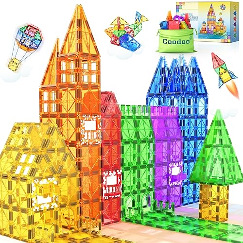 60 PCS Magnetic Building Tiles Kids Toys STEM Magnetic Blocks Sensory Toys Kids Games Magnet Building Toys for Boys and Girls Aged 3+, Kids Brain Development Preschool Kindergarten Toddler Toys