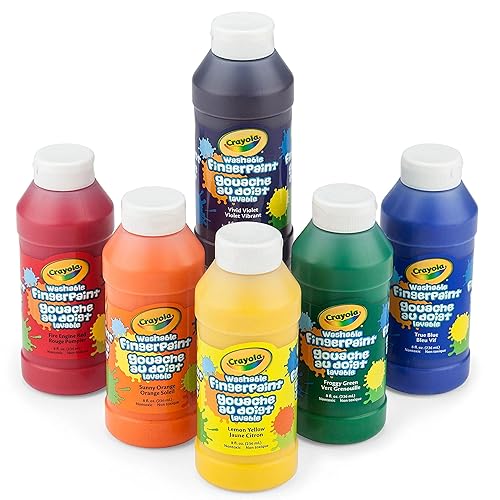 Crayola Washable Finger Paints (6ct), Toddler Paint Set, Nontoxic Finger Paint for Kids, Arts & Crafts Supplies for Toddlers, Easter Basket Stuffer [Amazon Exclusive] - Paints