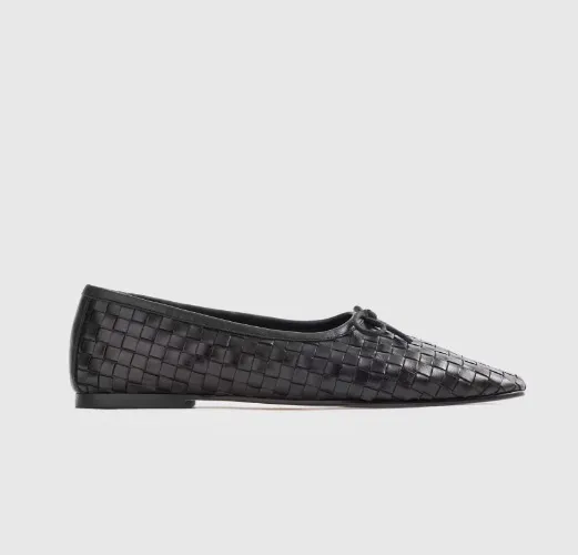 Italian Leather Handwoven Square Toe Ballet Flat