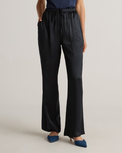 100% Washable Silk Drawstring Wide Leg Pants